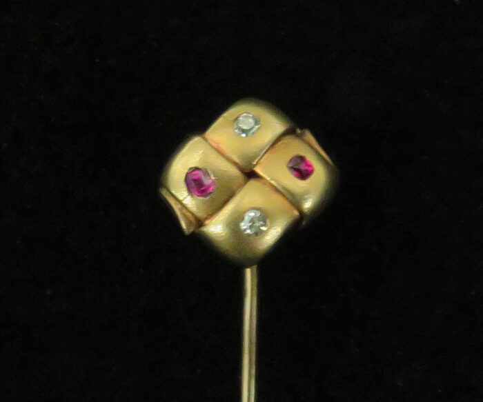 Gold Ruby and Diamond Stickpin