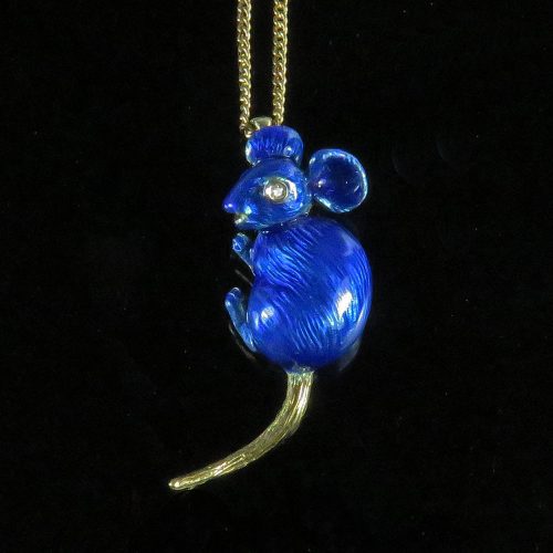 Gold and Enamel Mouse Pendant