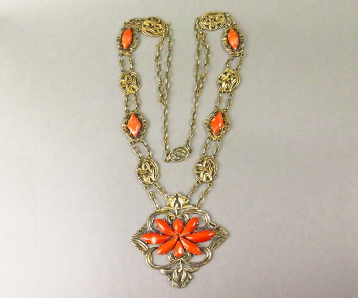 14314F Vermeil Chinese Coral Necklace