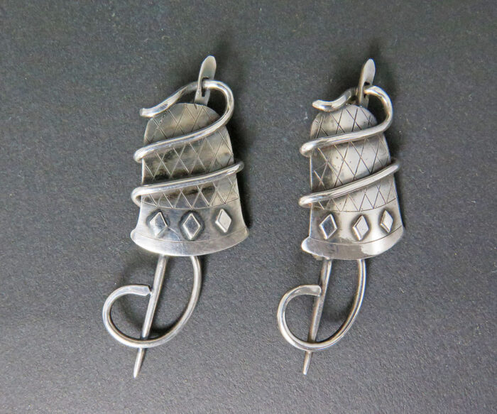 Pair of Studio Sterling Sewing Brooches