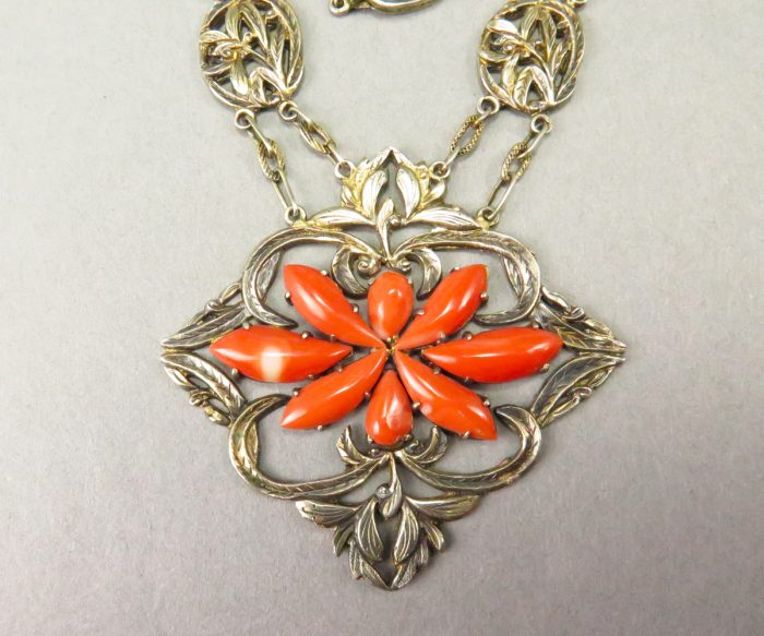 14314C1 Vermeil Chinese Coral Necklace