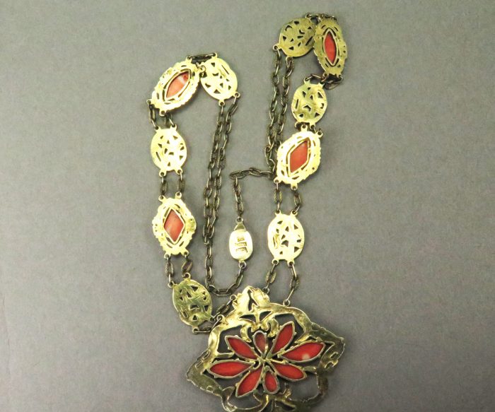 14314FR1 Vermeil Chinese Coral Necklace