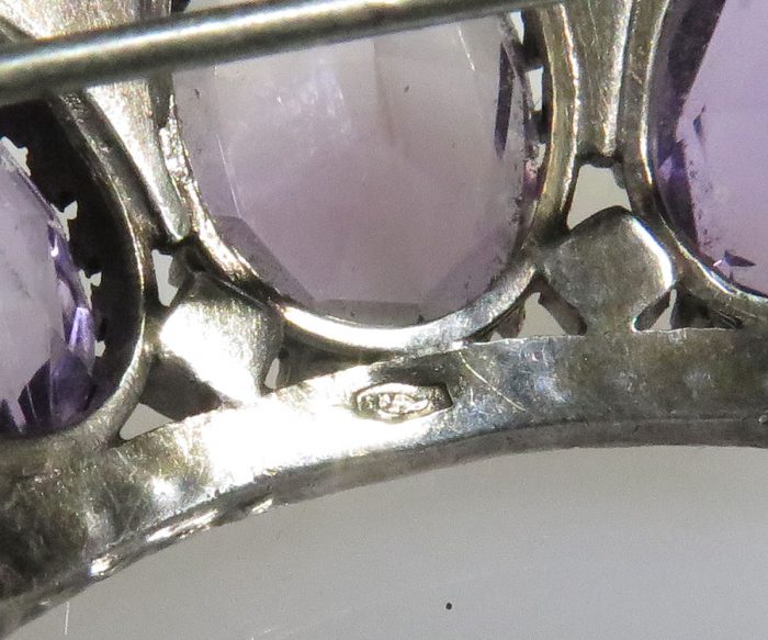 Austro-Hungarian Silver Amethyst Crown Brooch - Image 4