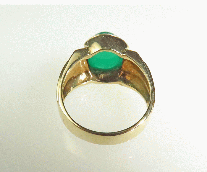 14K Men's Green Onyx Ring