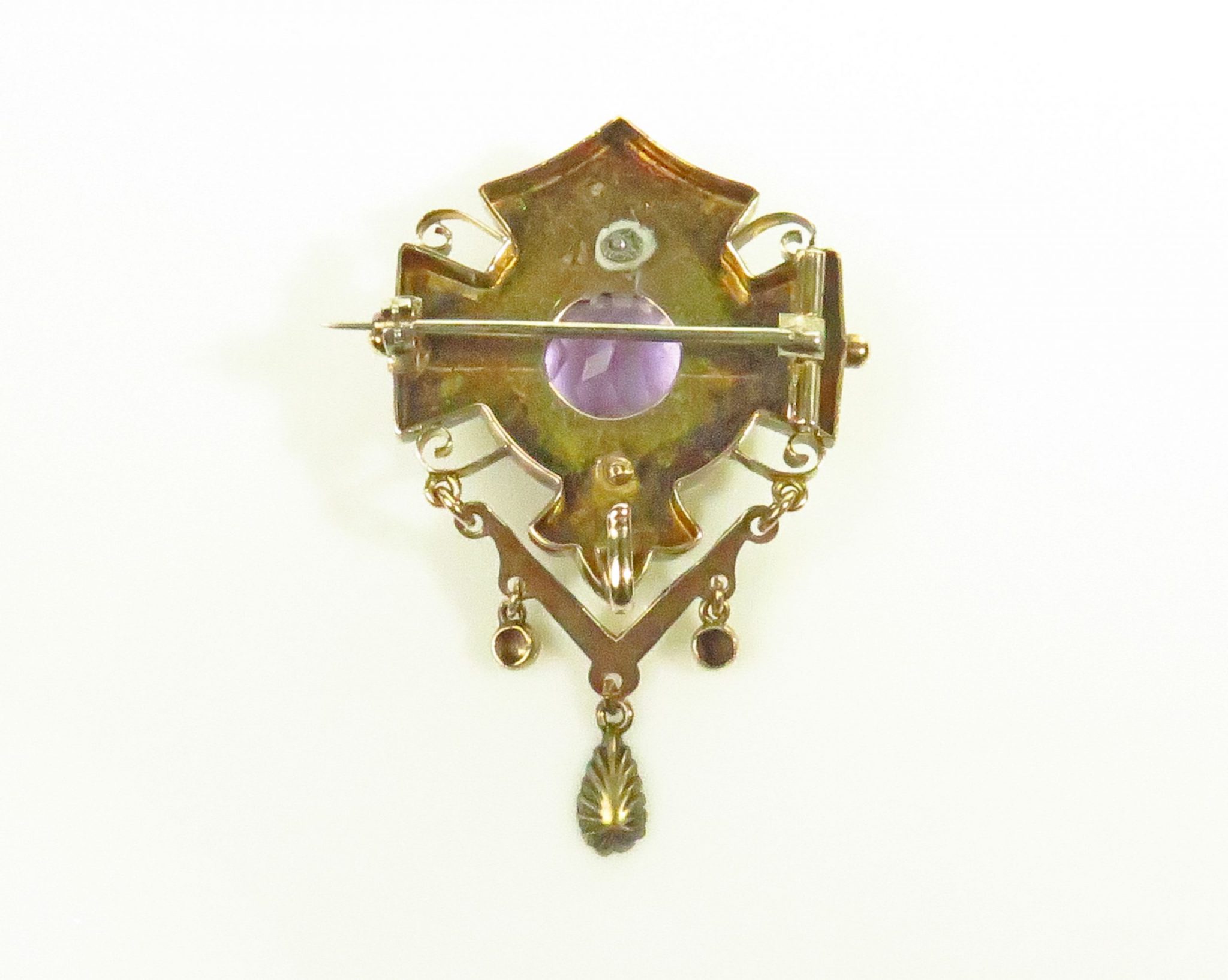 1880's Antique Victorian 14k Yellow Gold Enamel Amethyst & 2ctw Diamond Spider  Brooch Pin – Collectors Huntington