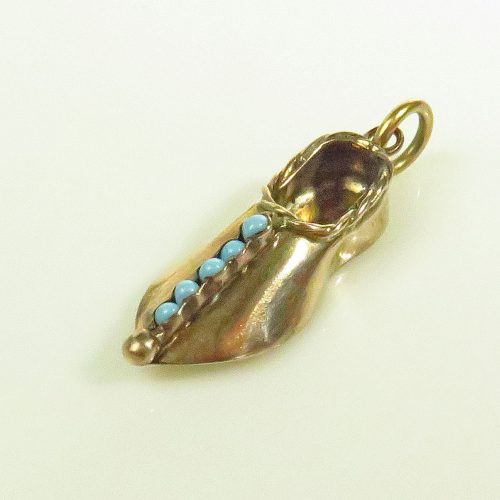 Gold and Turquoise Slipper Charm