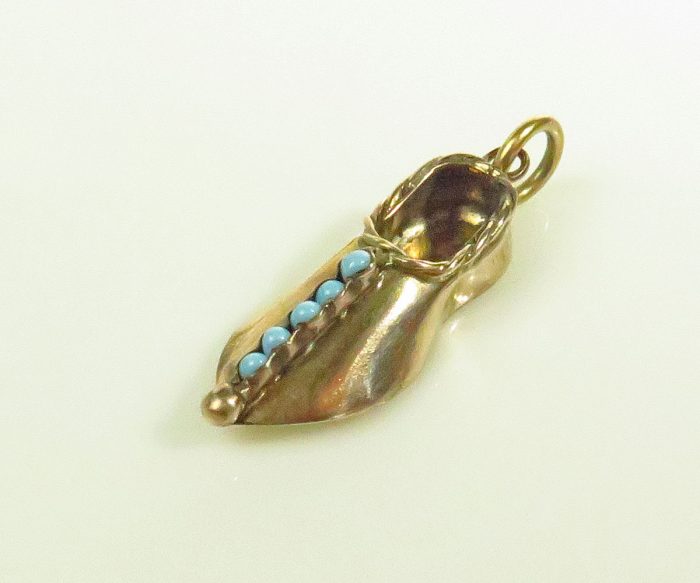 Gold and Turquoise Slipper Charm