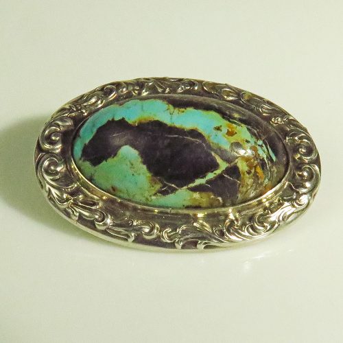 Victorian Silver Turquoise Brooch