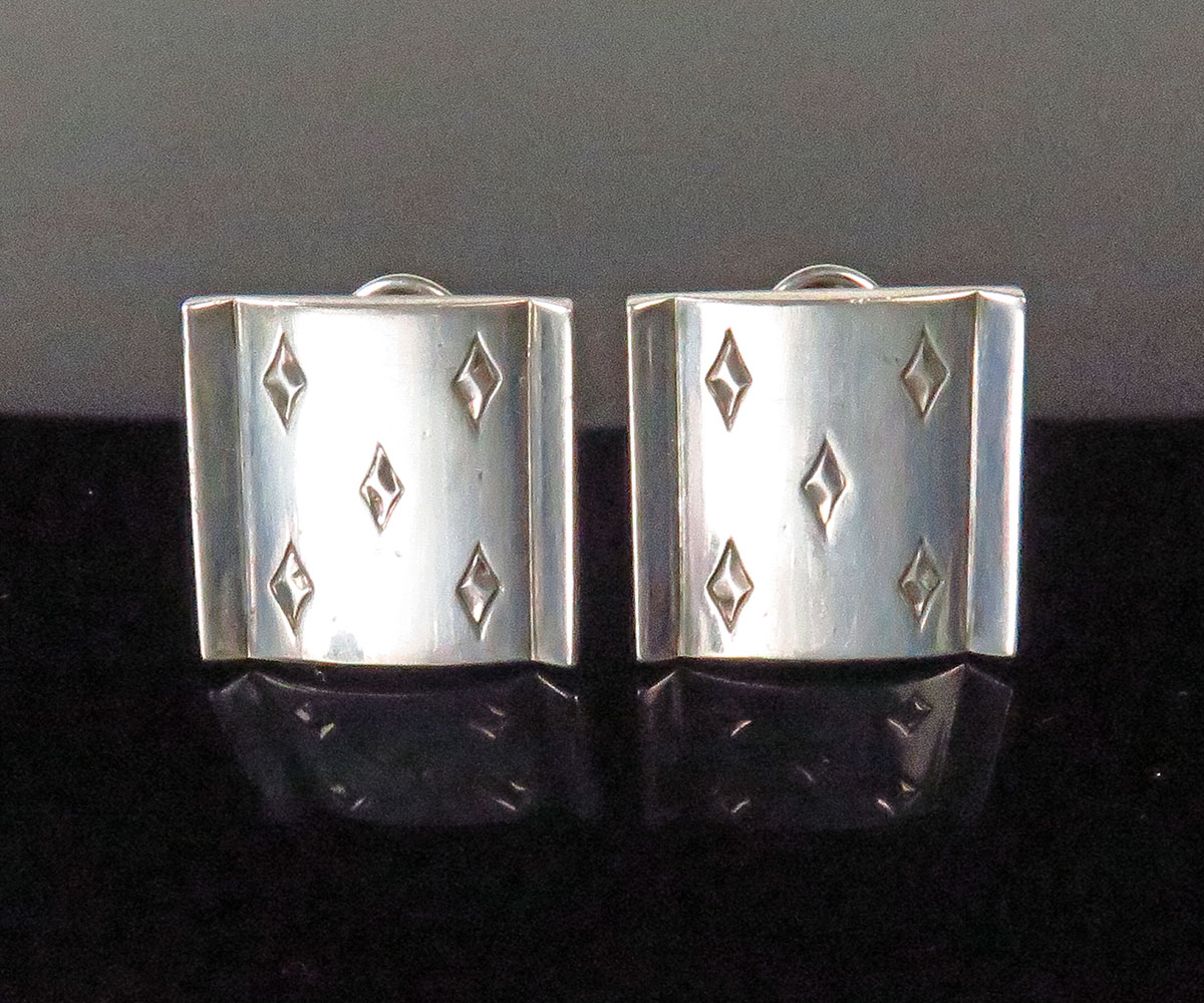 Silver 5 of Diamonds Earrings
