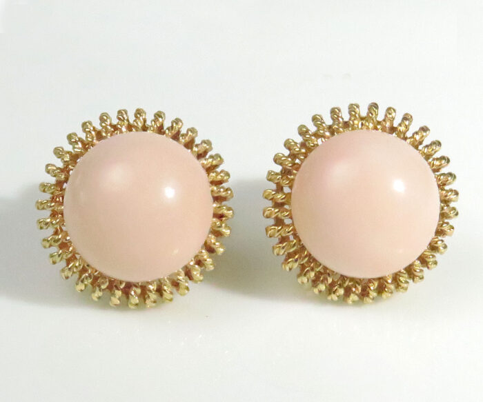 Gold Angelskin Coral Earrings