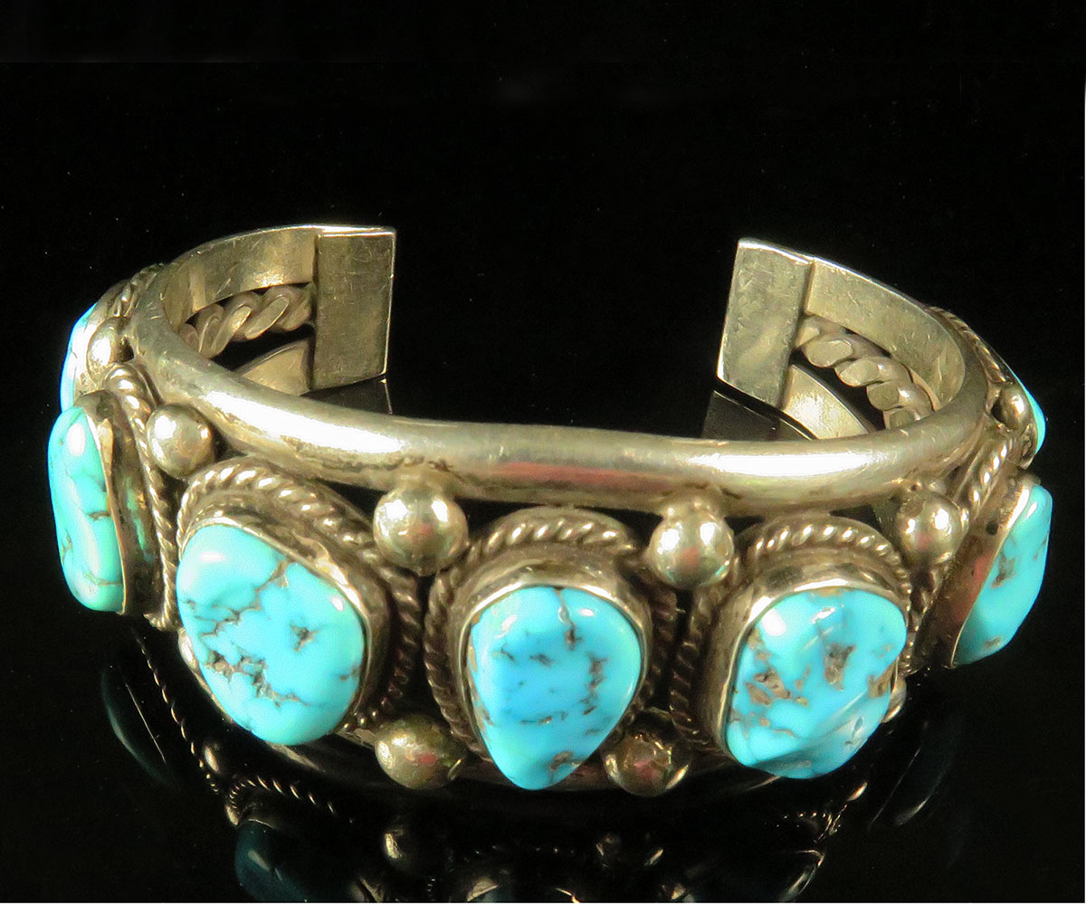 Men's Ornate Handmade Turquoise Cuff Bracelet | Burton's – Burton's Gems  and Opals