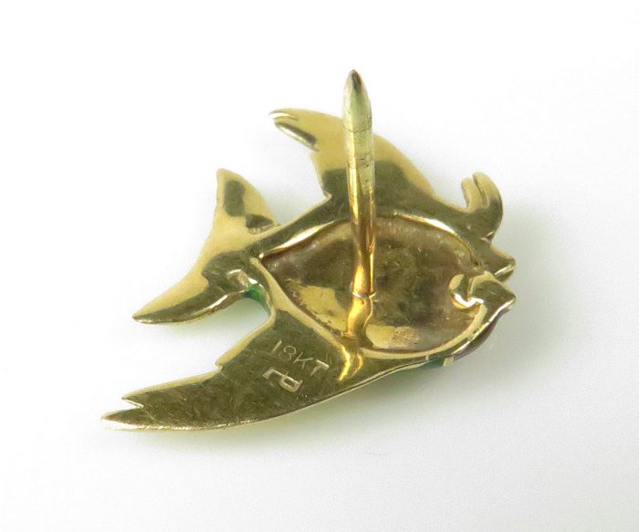 Gold and Enamel Angelfish Tie Tack