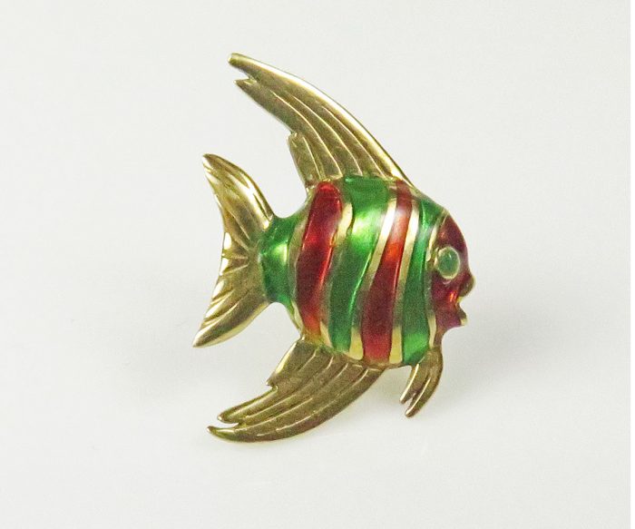 Gold and Enamel Angelfish Tie Tack