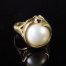 Gold Mabe Pearl Ring with Sapphire