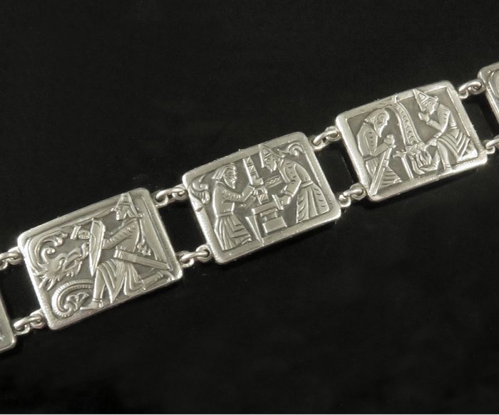 Silver St. George and the Dragon Norwegian Bracelet