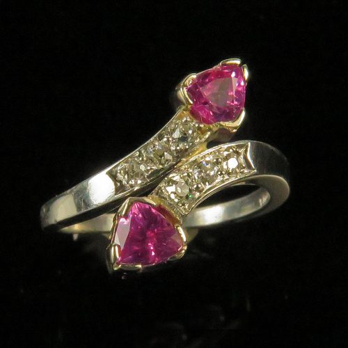 Platinum Ring with Pink Sapphires and Diamonds