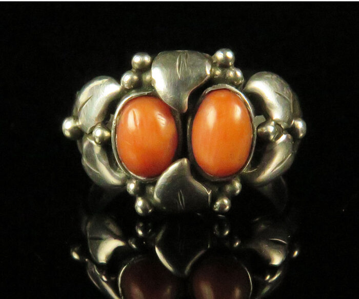 Sterling Arts & Crafts Coral Ring