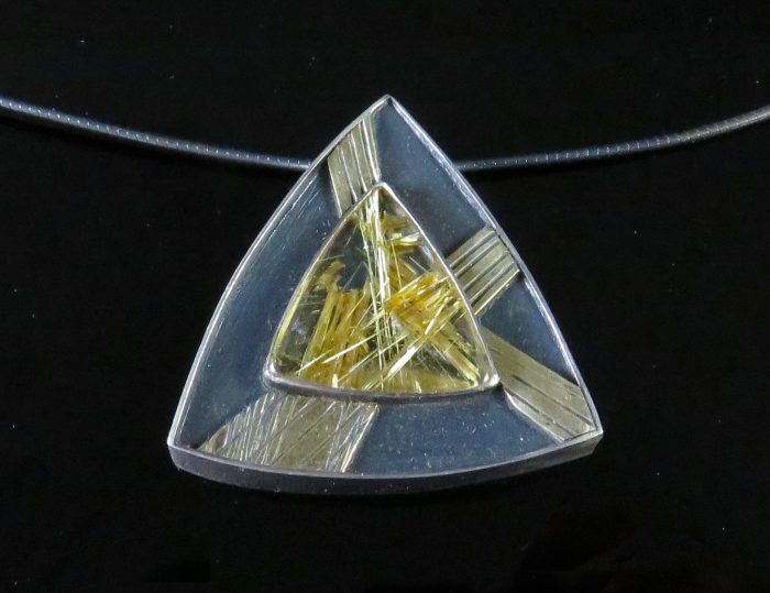 Gold and Silver Star Rutilated Quartz Pendant by Max