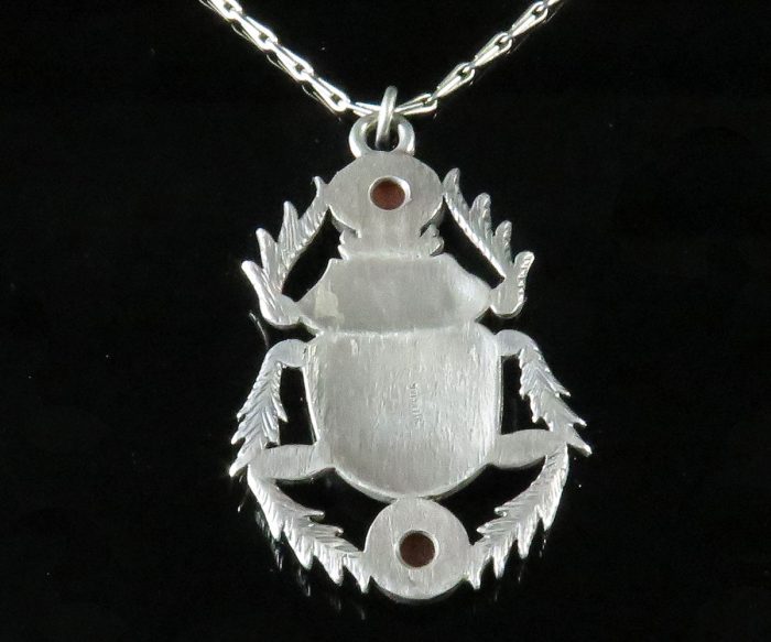 Sterling and Carnelian Scarab Pendant