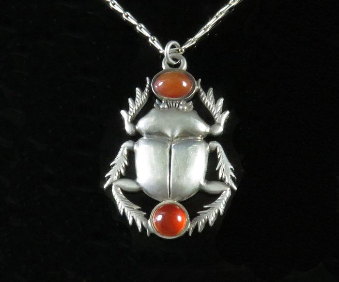 Sterling and Carnelian Scarab Pendant