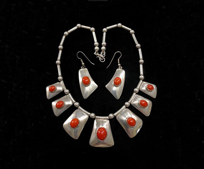 Sterling Coral Necklace and Earrings