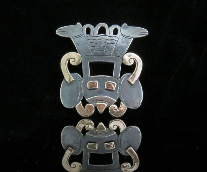 Sterling and Gold Peruvian Deity Pin