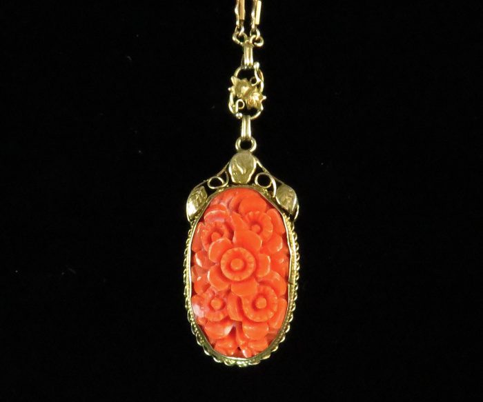 Vermeil Carved Coral Necklace