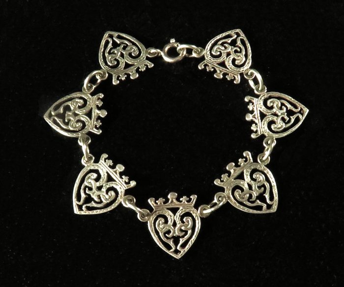 Sterling Scottish Bracelet with Heart and Crown