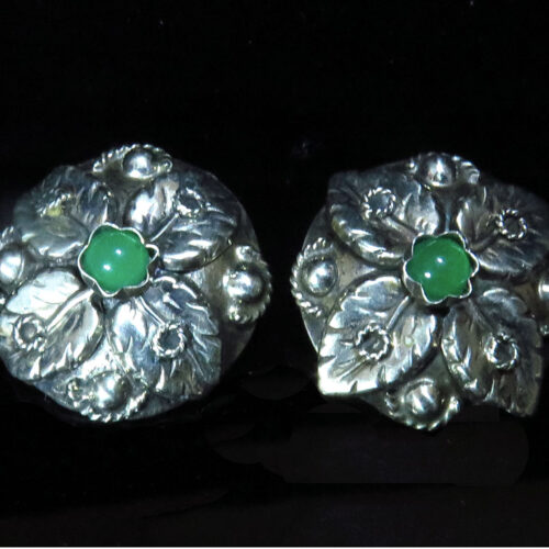 Italian Sterling and Green Onyx Earrings