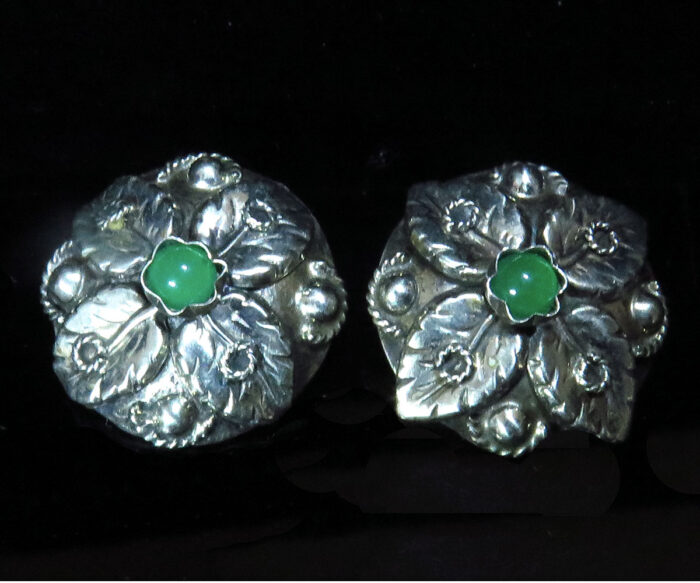 Italian Sterling and Green Onyx Earrings
