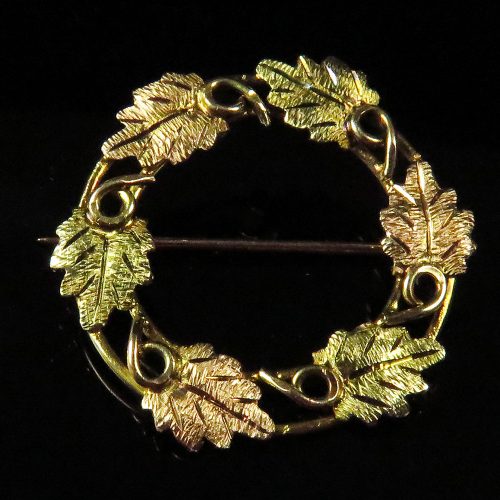 Handmade Gold Circular Foliate Brooch