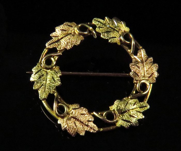 Handmade Gold Circular Foliate Brooch