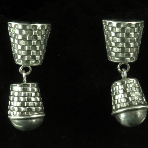Sterling Hanging Earrings with Woven Design by GeoArt