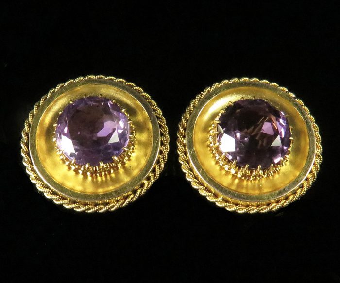 Victorian Gold Amethyst Cuff Buttons