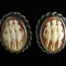 Sterling Shell Cameo Clip On Earrings of the Three Graces
