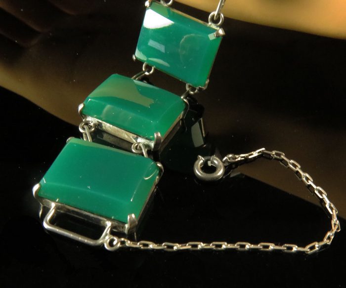 Deco Sterling Green Onyx Bracelet
