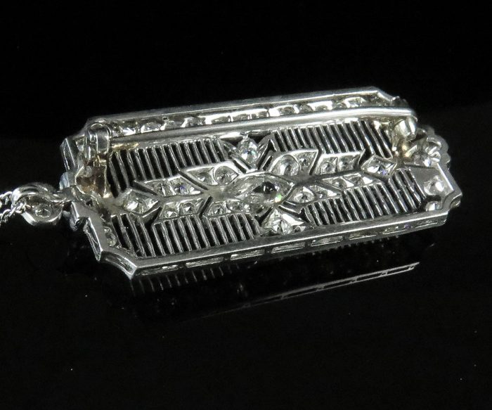 Deco Platinum Diamond Pin/Pendant