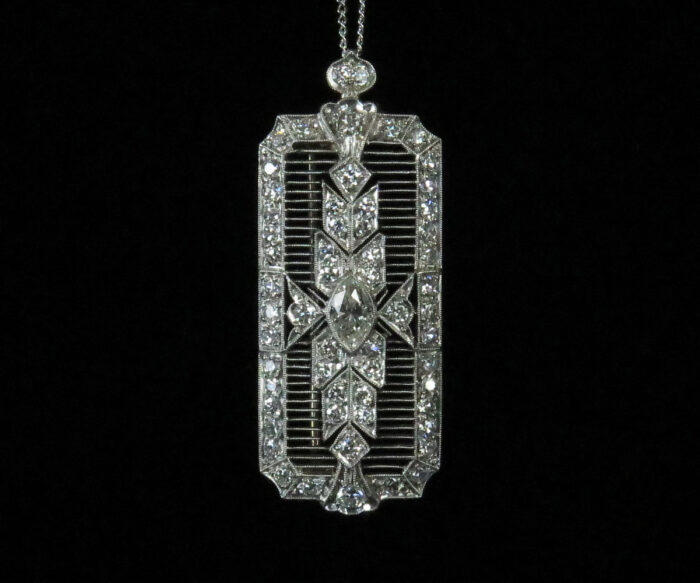 Deco Platinum Diamond Pin/Pendant