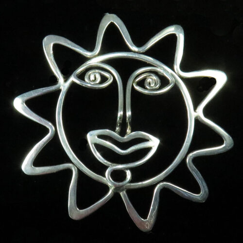 Handmade Sterling Sun Face Pin