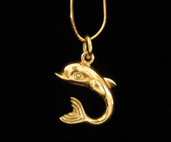 Gold Dolphin Pendant on a Chain