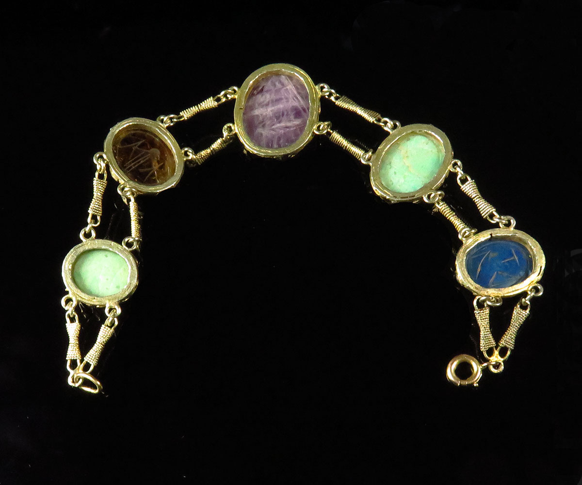Arts & Crafts Silver Gilt Gemstone Scarab Bracelet - Koblenz & Co. Antique  & Estate Jewelry