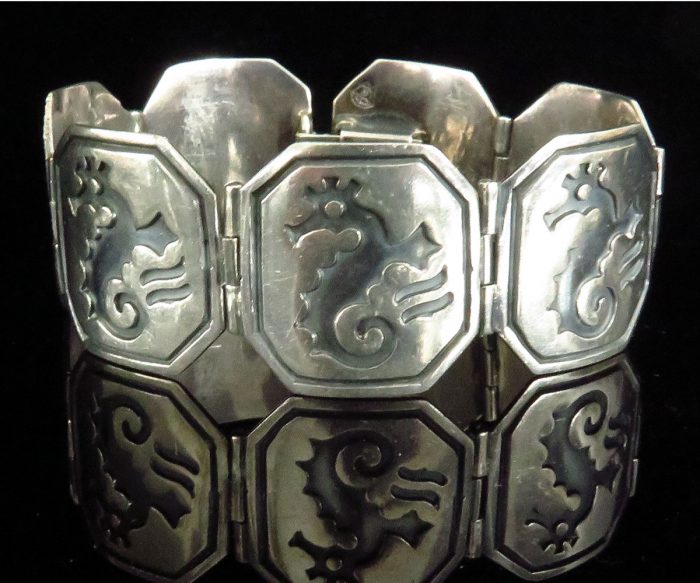 Sterling Mexican Bracelet with Seahorses by Pedro Castillo