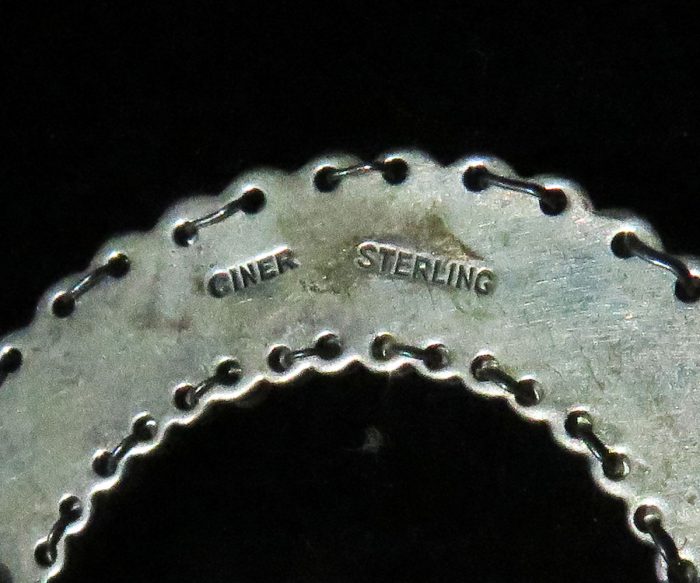 Ciner Sterling Circle Pin with Faux Pearls