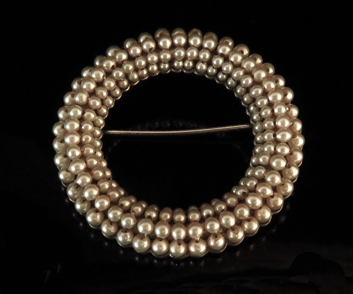 Ciner Sterling Circle Pin with Faux Pearls - Koblenz & Co. Antique & Estate  Jewelry