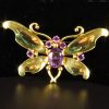 Retro Rose Gold & Amethyst Butterfly Pin