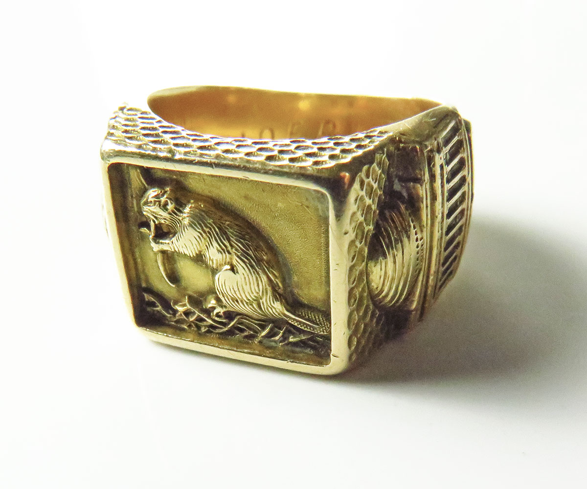 Solid 14K Gold MIT Brass Rat Class Ring 1962 - Koblenz & Co. Antique &  Estate Jewelry
