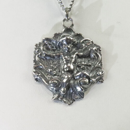 Sterling cherub pendant by T. Foree