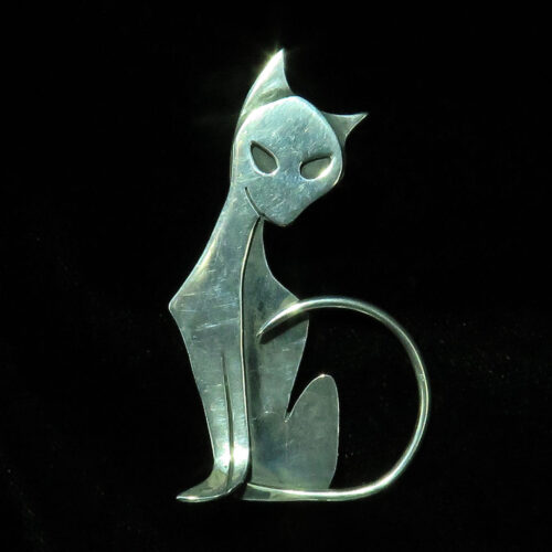 Modernist Sterling Cat Pin by Phyllis