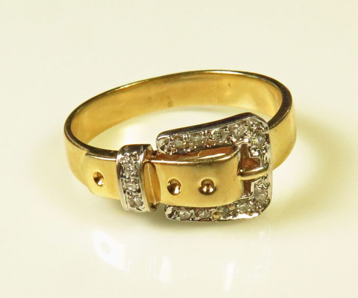 Vintage Gold and Diamond Buckle Ring