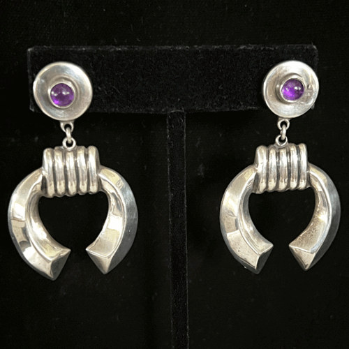 13724FSterlingAmethystEarringsfromMexico